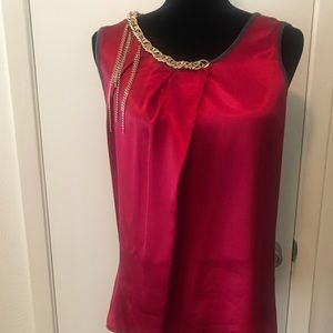 Classy dressy tank top: Burgundy gray and gold